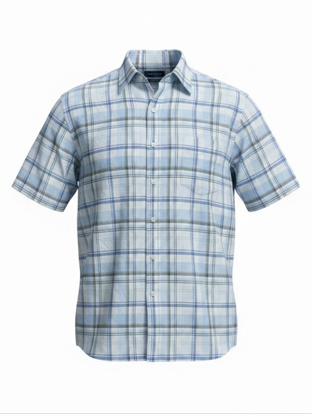 Nautica Light Blue Plaid Short-Sleeve Button-Down Shirt-size L
